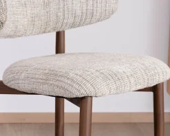 Lot de 2 chaises mi-hauteur rétro en tissu tramé beige et marron 