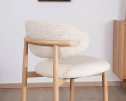 Lot de 2 chaises mi-hauteur style scandinave en tissu blanc cassé