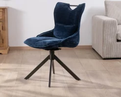 Lot de 2 chaises pivotantes en tissu bleu sur pied étoile en métal "Biorg"