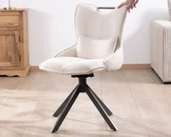 Lot de 2 chaises pivotantes sur pied étoile en métal "Biorg" en tissu blanc