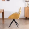 Lot de 2 chaises pivotantes en tissu bi matières jaune "Eddy" avec pieds métal