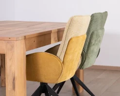 Lot de 2 chaises pivotantes en tissu bi matières jaune 