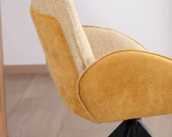 Lot de 2 chaises pivotantes en tissu bi matières jaune 