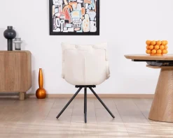 Lot de 2 chaises pivotantes 360° "Cassidy" design et matelassées en tissu blanc cassé