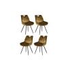 Lot de 4 chaises scandinaves tissu kaki pieds noirs en métal "Dina"