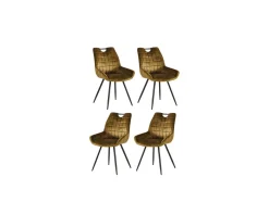 Lot de 4 chaises scandinaves tissu kaki pieds noirs en métal "Dina"