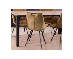 Lot de 4 chaises scandinaves tissu kaki pieds noirs en métal 