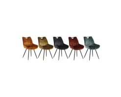 Lot de 4 chaises scandinaves tissu kaki pieds noirs en métal 