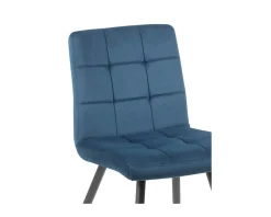 Lot de 4 chaises scandinaves tissu bleu métal noir "Sando" Casita