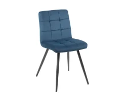 Lot de 4 chaises scandinaves tissu bleu métal noir 
