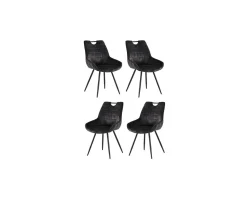 Lot de 4 chaises scandinaves grises et noires tissu et métal "Dina"