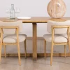 Lot de 2 chaises style scandinave en frêne naturel et tissu beige "Isadora"