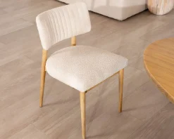 Lot de 2 chaises style scandinave en frêne naturel et tissu beige 