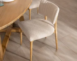 Lot de 2 chaises style scandinave en frêne naturel et tissu beige 