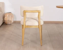 Lot de 2 chaises style scandinave en frêne naturel et tissu beige 