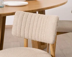 Lot de 2 chaises style scandinave en frêne naturel et tissu beige 