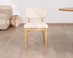Lot de 2 chaises style scandinave en frêne naturel et tissu beige 
