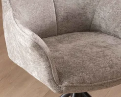 Lot de 2 chaises tournantes en tissu gris clair et pieds métal "Ewing"