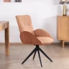 Lot de 2 chaises tournantes en tissu bi-texturé terracotta "Eddy" et pieds métal