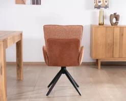 Lot de 2 chaises tournantes en tissu bi-texturé terracotta 