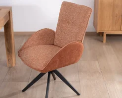 Lot de 2 chaises tournantes en tissu bi-texturé terracotta 