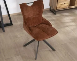 Lot de 2 chaises tournantes style rétro "Biorg" en tissu rouille