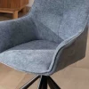 Lot de 2 chaises tournantes en tissu bleu et pieds métal "Ewing"
