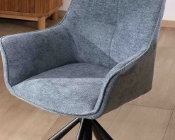Lot de 2 chaises tournantes en tissu bleu et pieds métal "Ewing"
