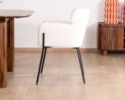 Lot de 2 chaises vintage en tissu blanc 
