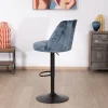 Lot de 2 confortables chaises de bar pivotantes en tissu bleu "Zoung" dossier haut