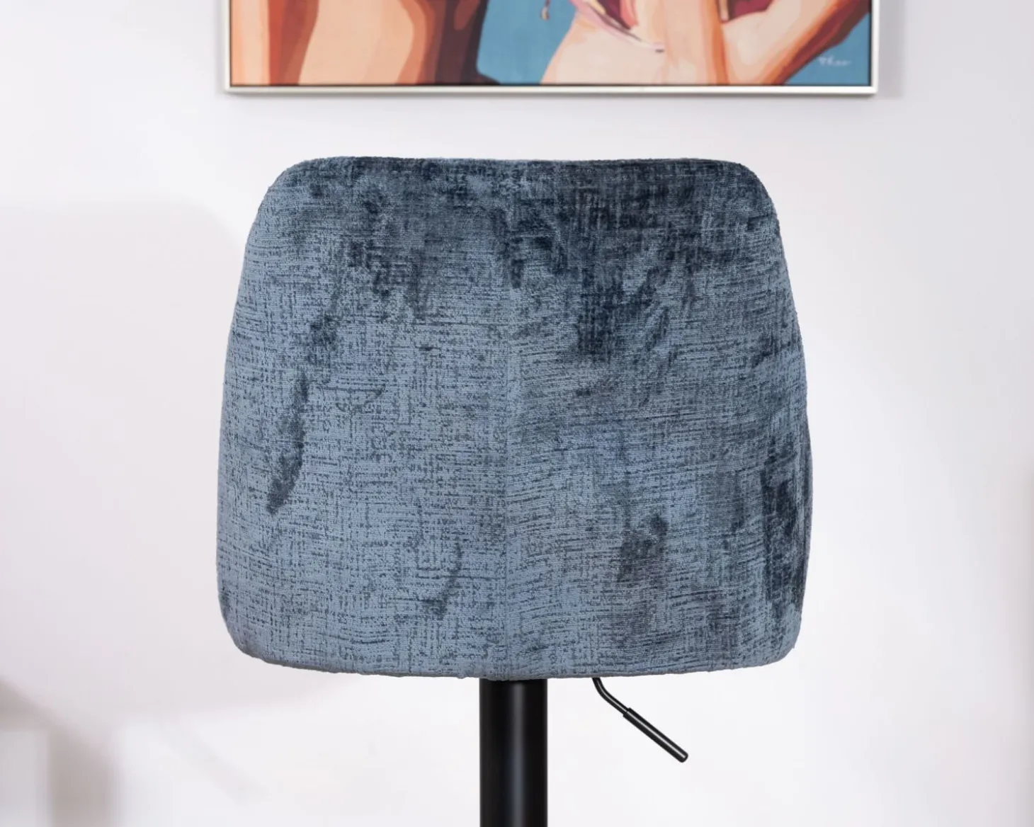 Lot de 2 confortables chaises de bar pivotantes en tissu bleu "Zoung" dossier haut