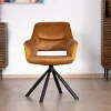 Lot de 2 fauteuils de repas pivotants et enveloppants en tissu bi texturé jaune moutarde "Chilko"