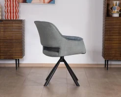 Lot de 2 fauteuils de repas contemporains en tissu bi texture bleu 