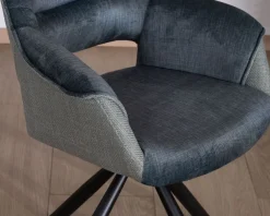 Lot de 2 fauteuils de repas contemporains en tissu bi texture bleu 