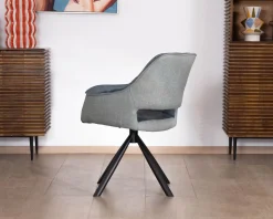 Lot de 2 fauteuils de repas contemporains en tissu bi texture bleu 