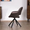 Lot de 2 fauteuils de repas enveloppants en tissu bi texturé chocolat et pied pivotant en métal "Chilko"