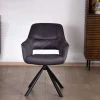 Lot de 2 fauteuils de repas contemporains pivotants sur pied métal noir "Chilko" en tissu bi texturé gris