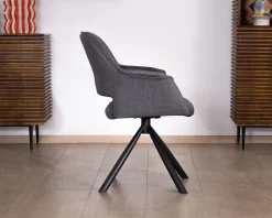 Lot de 2 fauteuils de repas contemporains pivotants sur pied métal noir 