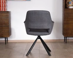Lot de 2 fauteuils de repas contemporains pivotants sur pied métal noir 