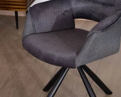 Lot de 2 fauteuils de repas contemporains pivotants sur pied métal noir 