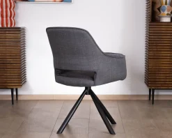 Lot de 2 fauteuils de repas contemporains pivotants sur pied métal noir 
