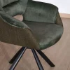 Lot de 2 fauteuils de repas enveloppants en tissu bi texture vert "Chilko" avec pied pivotant en métal noir