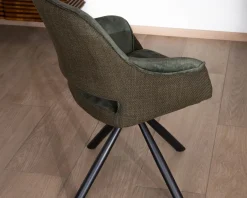 Lot de 2 fauteuils de repas enveloppants en tissu bi texture vert 