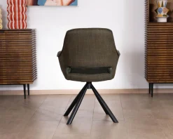 Lot de 2 fauteuils de repas enveloppants en tissu bi texture vert 