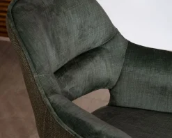 Lot de 2 fauteuils de repas enveloppants en tissu bi texture vert 