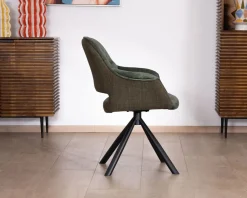Lot de 2 fauteuils de repas enveloppants en tissu bi texture vert 