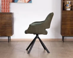 Lot de 2 fauteuils de repas enveloppants en tissu bi texture vert 