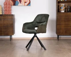 Lot de 2 fauteuils de repas enveloppants en tissu bi texture vert 