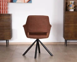 Lot de 2 fauteuils de repas pivotants en tissu bi texturé cuivré "Chilko" esprit rétro