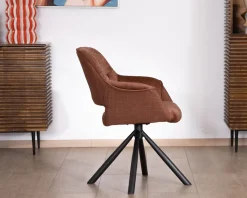 Lot de 2 fauteuils de repas pivotants en tissu bi texturé cuivré 